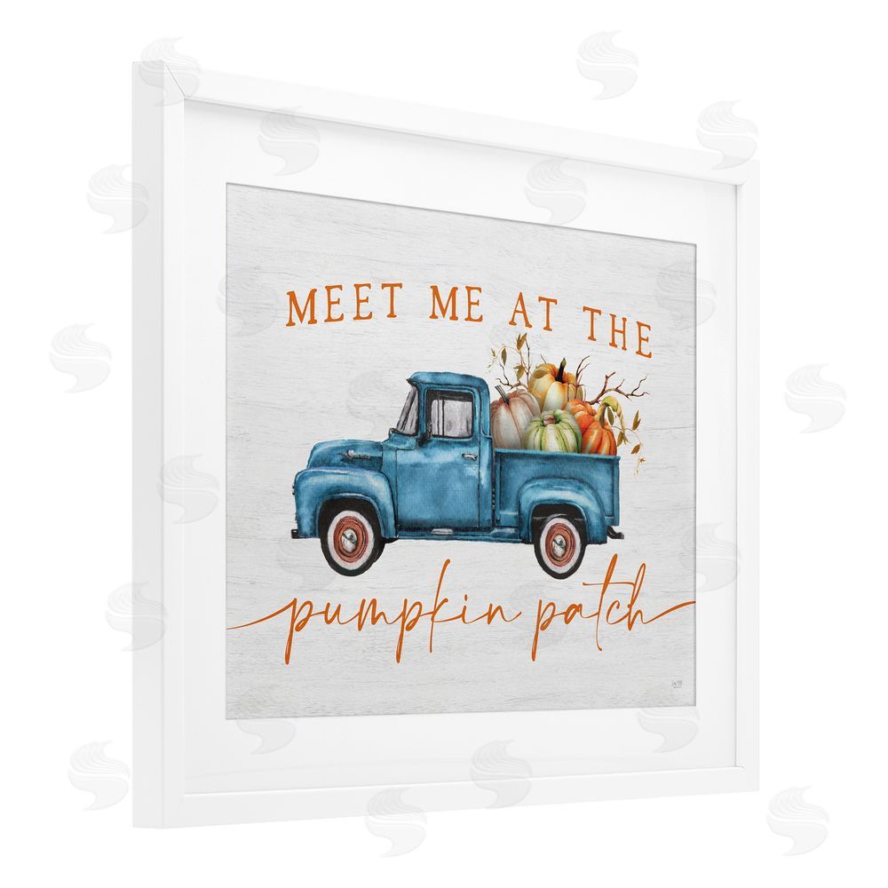 Lux + Me Designs Meet Me Pumpkin Patch White Framed Print Under Glass with Mat Wall Art