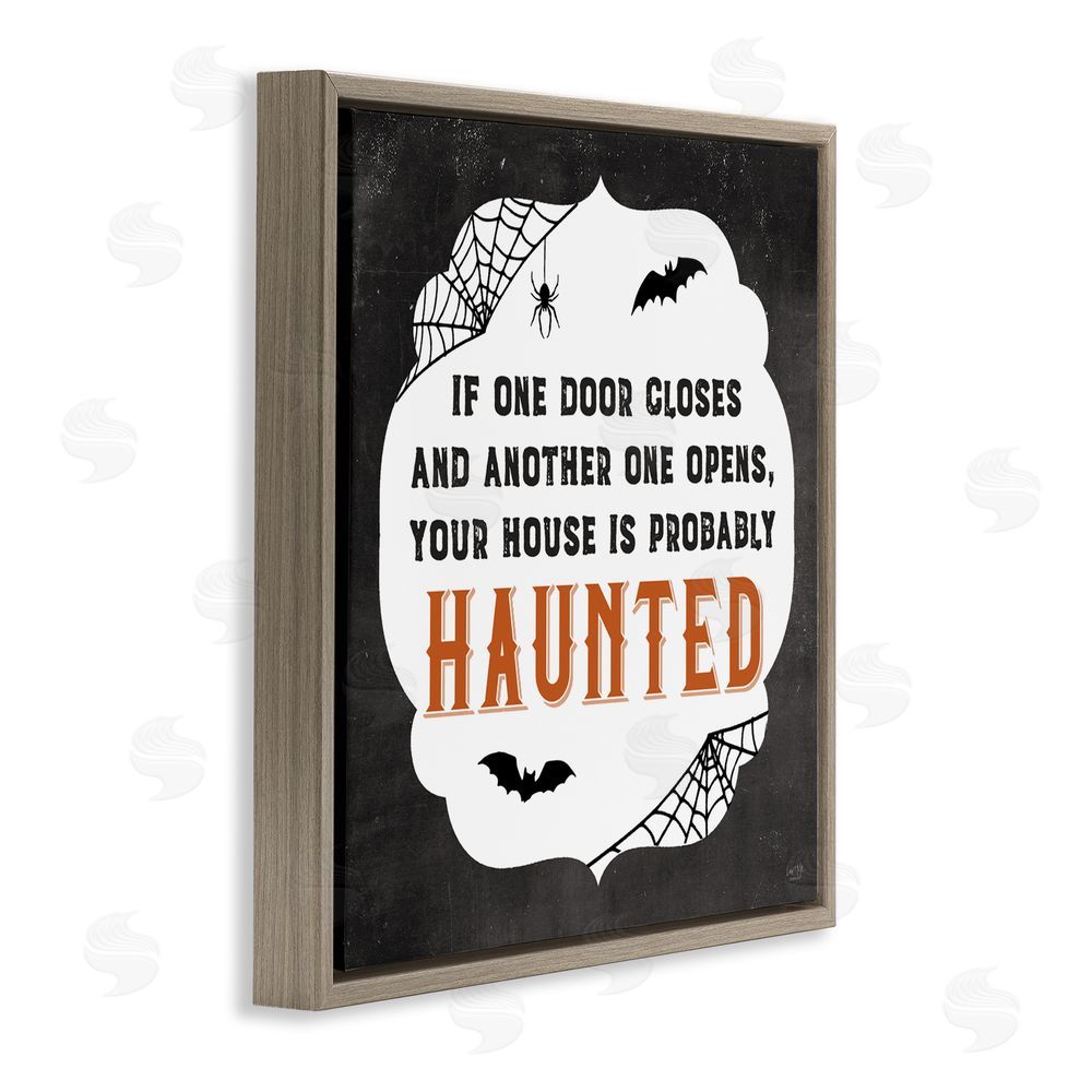 Lux + Me Designs One Door Closes Haunted House Brown Floating Frame Canvas Art Print