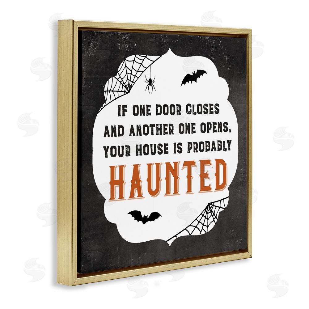 Lux + Me Designs One Door Closes Haunted House Gold Floating Frame Canvas Art Print