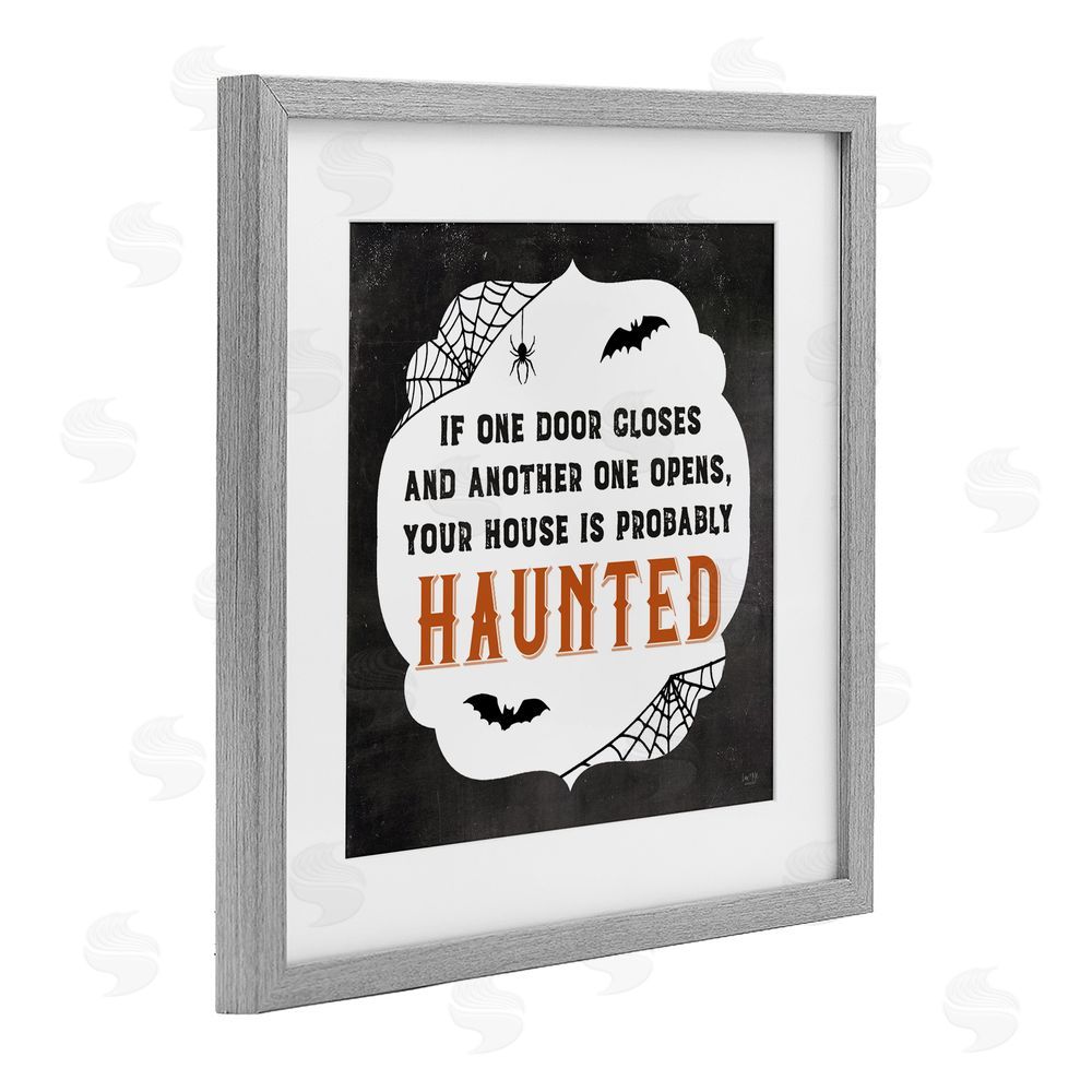 Lux + Me Designs One Door Closes Haunted House Gray Framed Print Under Glass Art