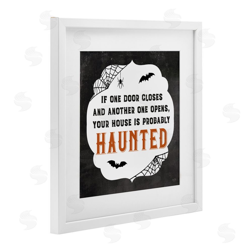 Lux + Me Designs One Door Closes Haunted House White Framed Print Under Glass Art