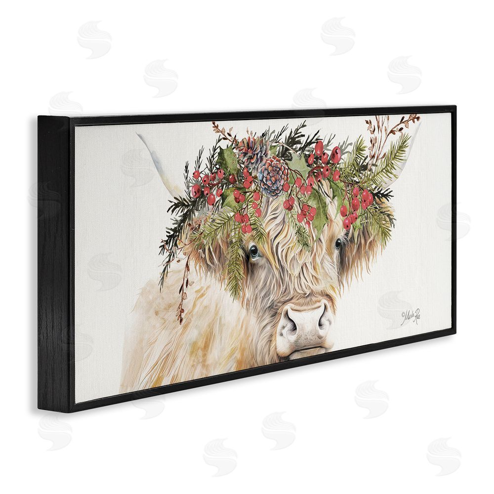 Marla Rae Cattle with Seasonal Berries Black Framed Giclee Wall Art Print