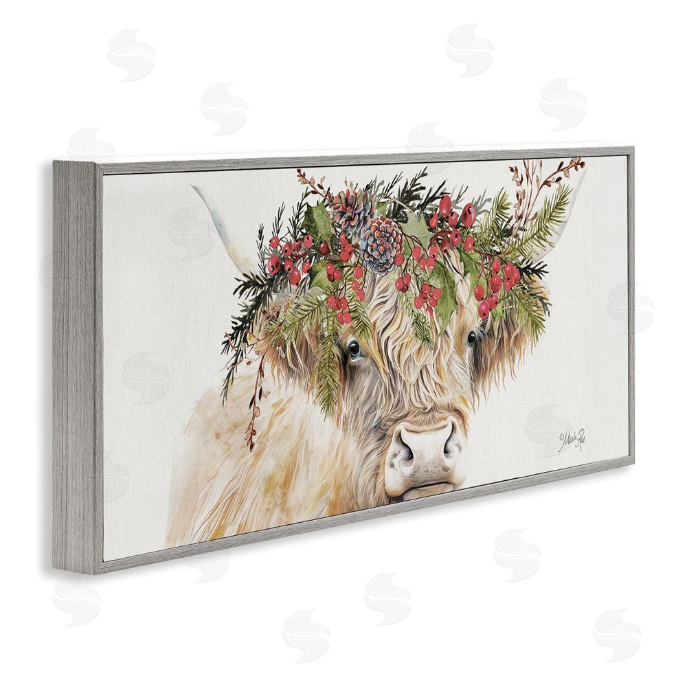Marla Rae Cattle with Seasonal Berries Gray Framed Giclee Wall Art Print