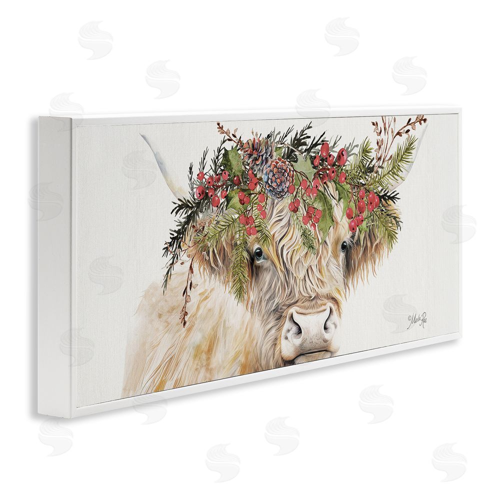 Marla Rae Cattle with Seasonal Berries White Framed Giclee Wall Art Print