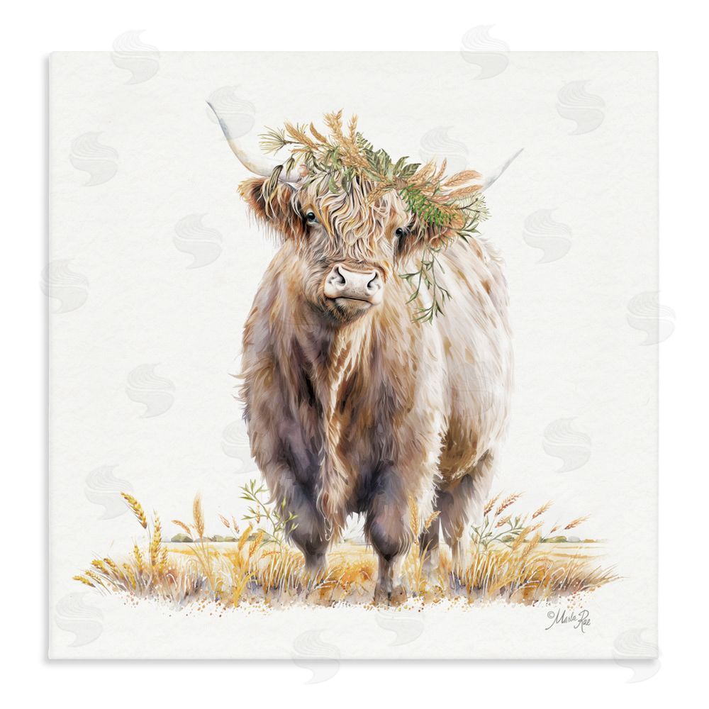 Marla Rae Ollie the Highland Cattle Stretched Canvas Wall Art Print