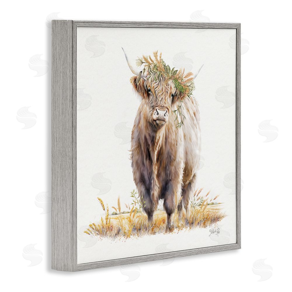 Marla Rae Ollie the Highland Cattle Gray Framed Giclee Wall Art Print
