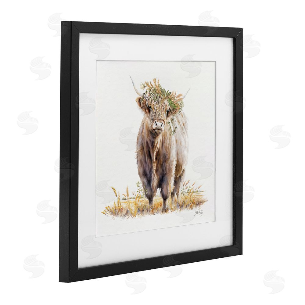 Marla Rae Ollie the Highland Cattle Black Framed Print Under Glass Wall Art