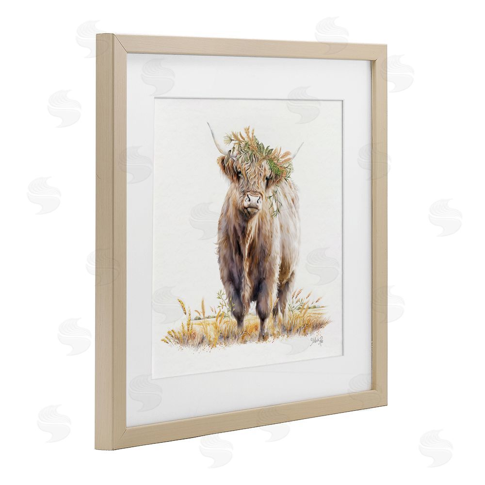 Marla Rae Ollie the Highland Cattle Birch Framed Print Under Glass Wall Art