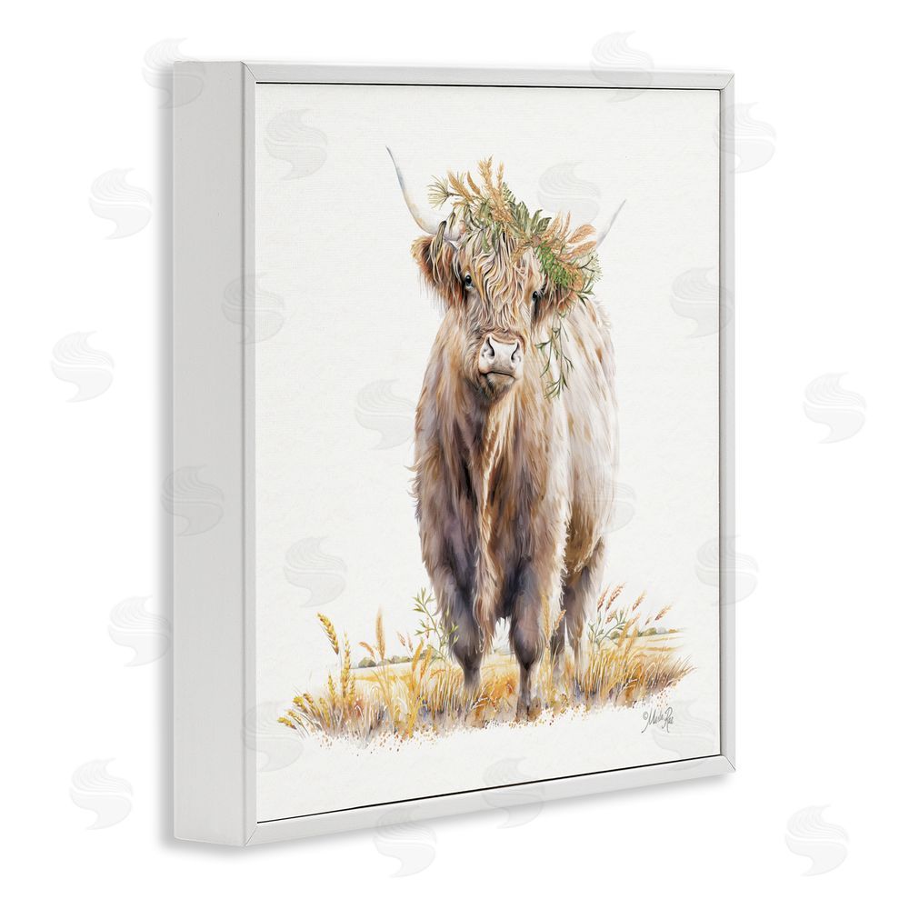 Marla Rae Ollie the Highland Cattle White Framed Giclee Wall Art Print