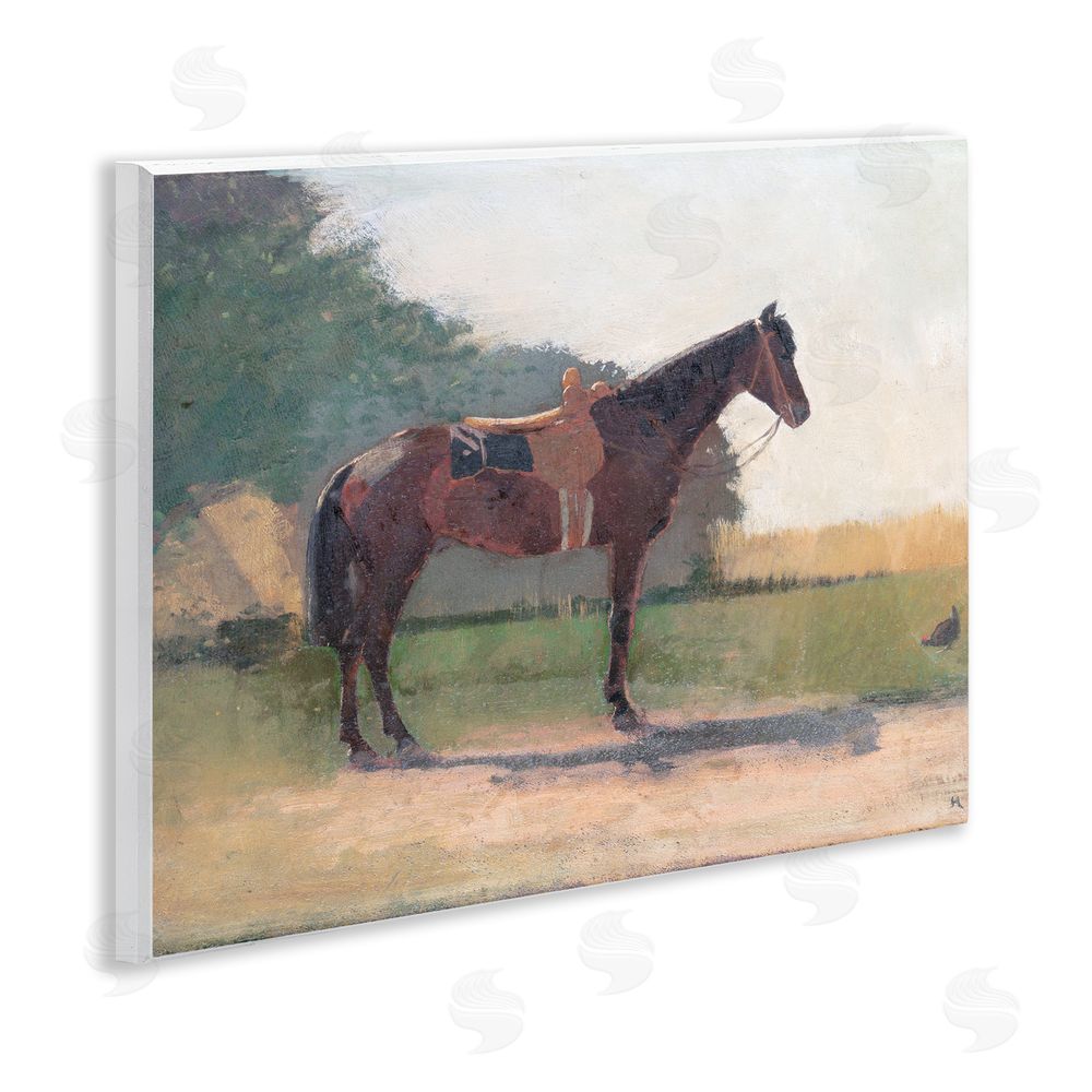 Stellar Design Studio Saddled Horse in Farm Yard Wall Plaque Art Print