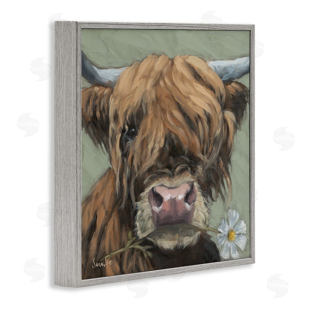 Sara G. Designs Blossom Babe Cattle Gray Framed Giclee Wall Art Print