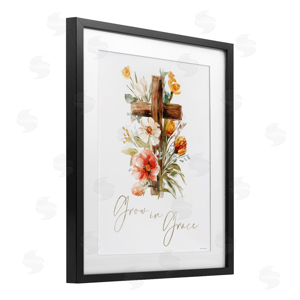 Svetlana Aleynikova Grow In Grace Cross Black Framed Print Under Glass Wall Art