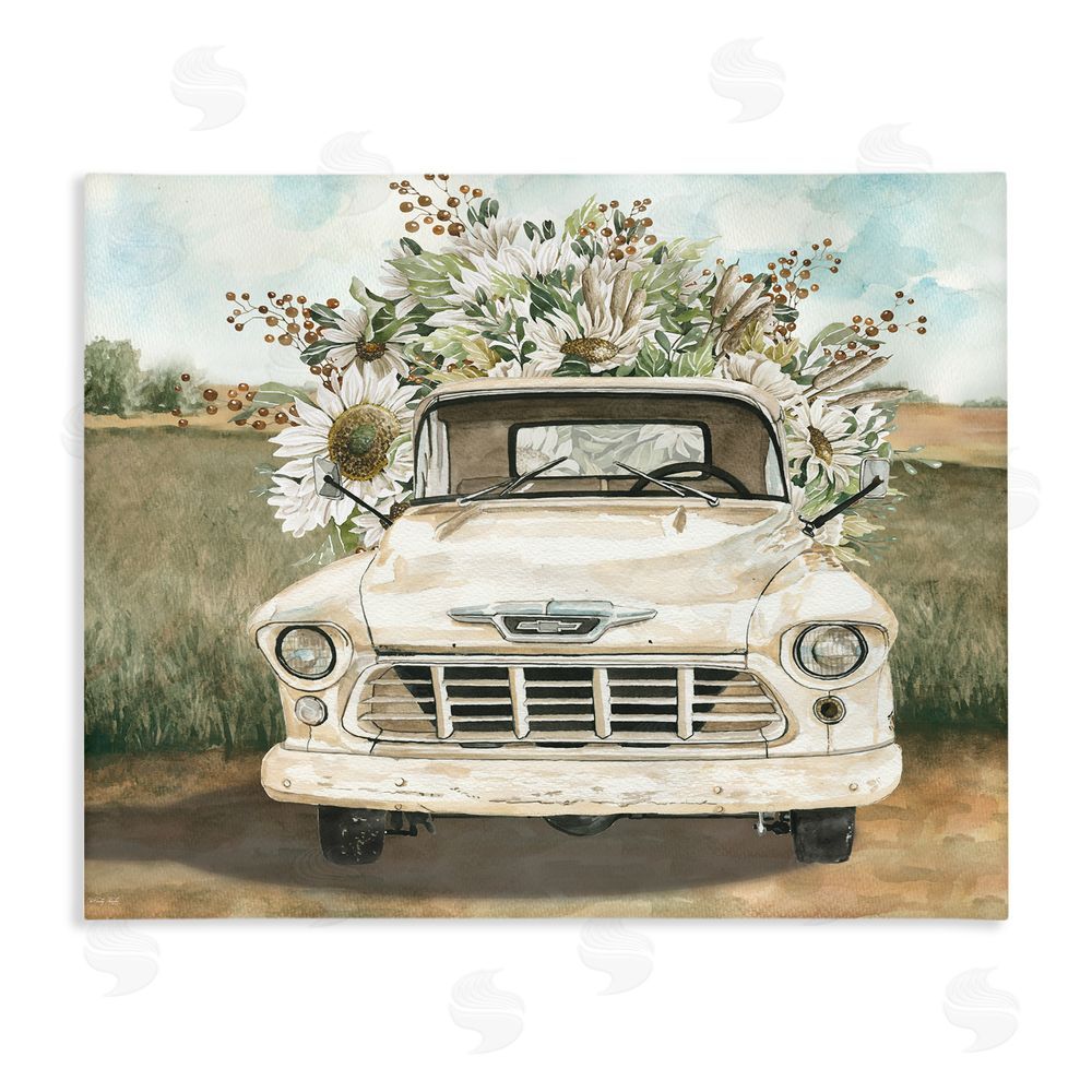 Cindy Jacobs Retro Country Flowers Delivery Stretched Canvas Wall Art Print