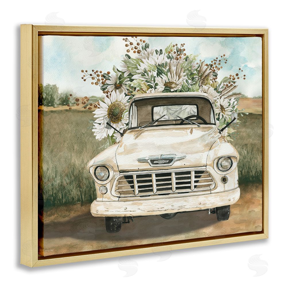 Cindy Jacobs Retro Country Flowers Delivery Gold Floating Frame Canvas Wall Art Print