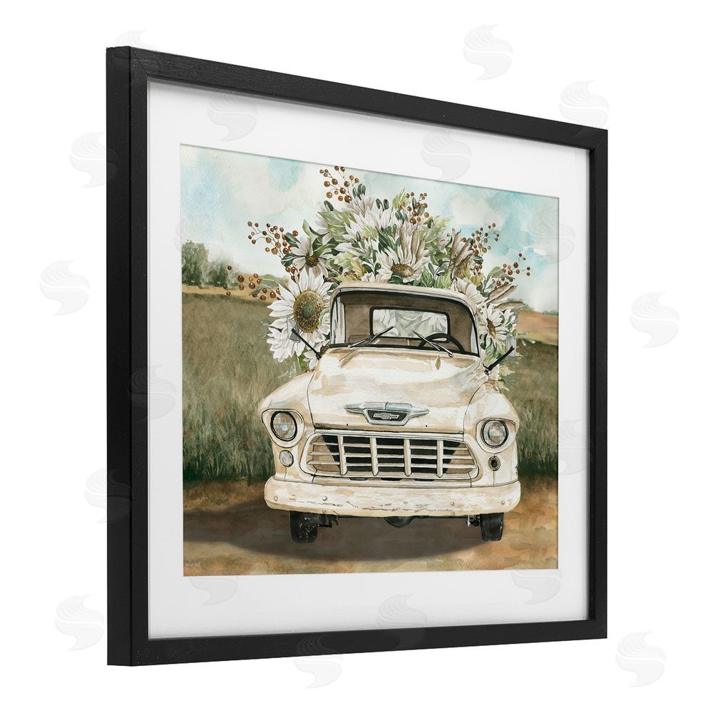 Cindy Jacobs Retro Country Flowers Delivery Black Framed Print Under Glass Wall Art