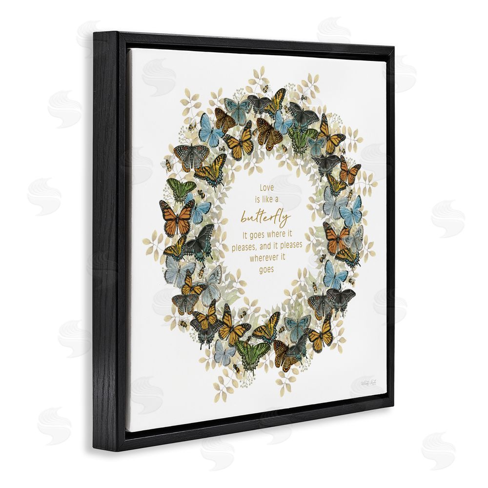 Cindy Jacobs Life Is Like A Butterfly Wreath Black Floating Frame Canvas Wall Art Print