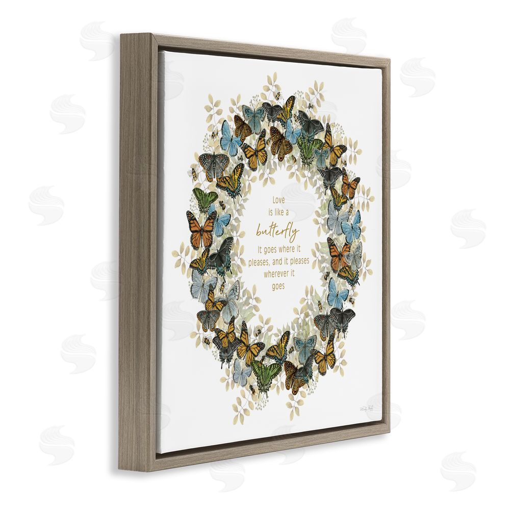 Cindy Jacobs Life Is Like A Butterfly Wreath Brown Floating Frame Canvas Wall Art Print