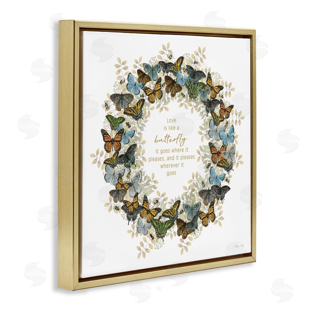 Cindy Jacobs Life Is Like A Butterfly Wreath Gold Floating Frame Canvas Wall Art Print