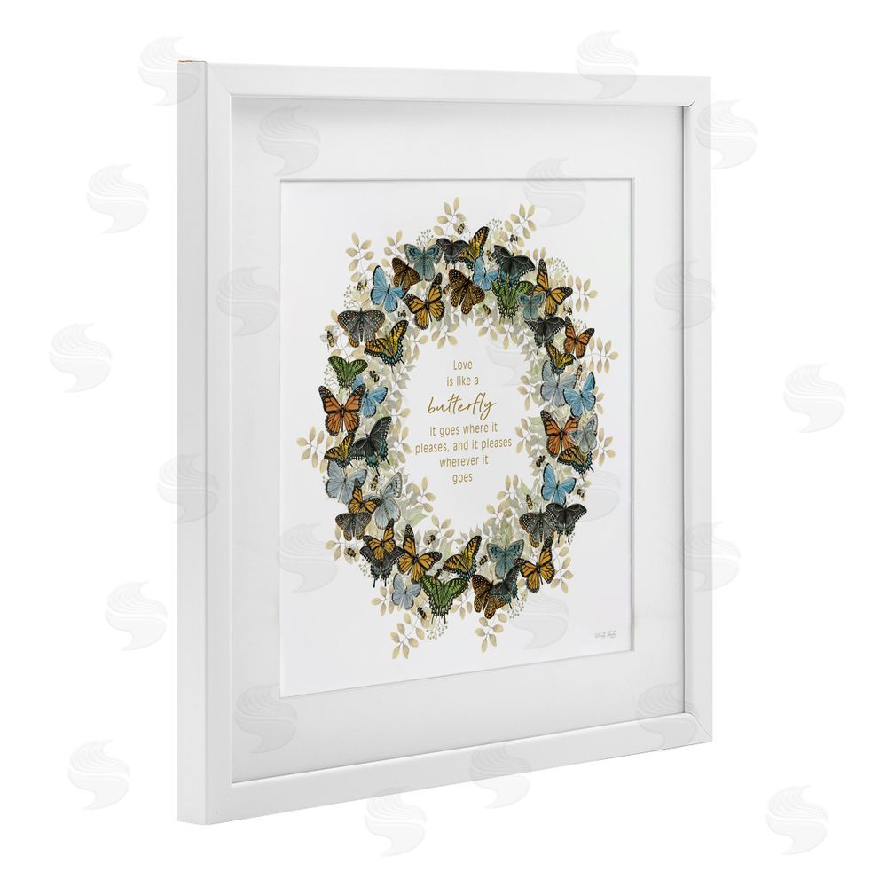 Cindy Jacobs Life Is Like A Butterfly Wreath White Framed Print Under Glass Wall Art