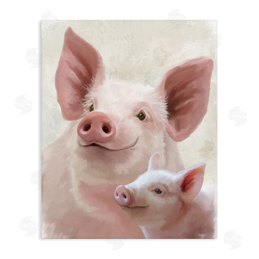 Mollie B. Piglet & Mom Portrait Stretched Canvas Wall Art Print