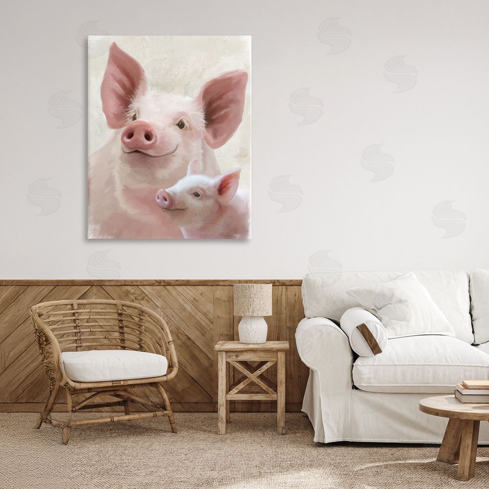 Mollie B. Piglet & Mom Portrait Canvas Wall Art Print in Room