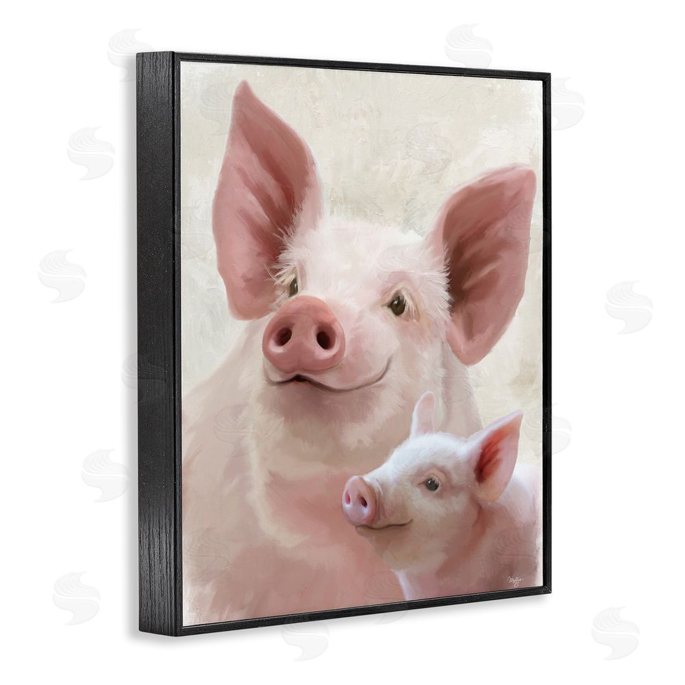 Mollie B. Piglet & Mom Portrait Black Framed Giclee Wall Art Print