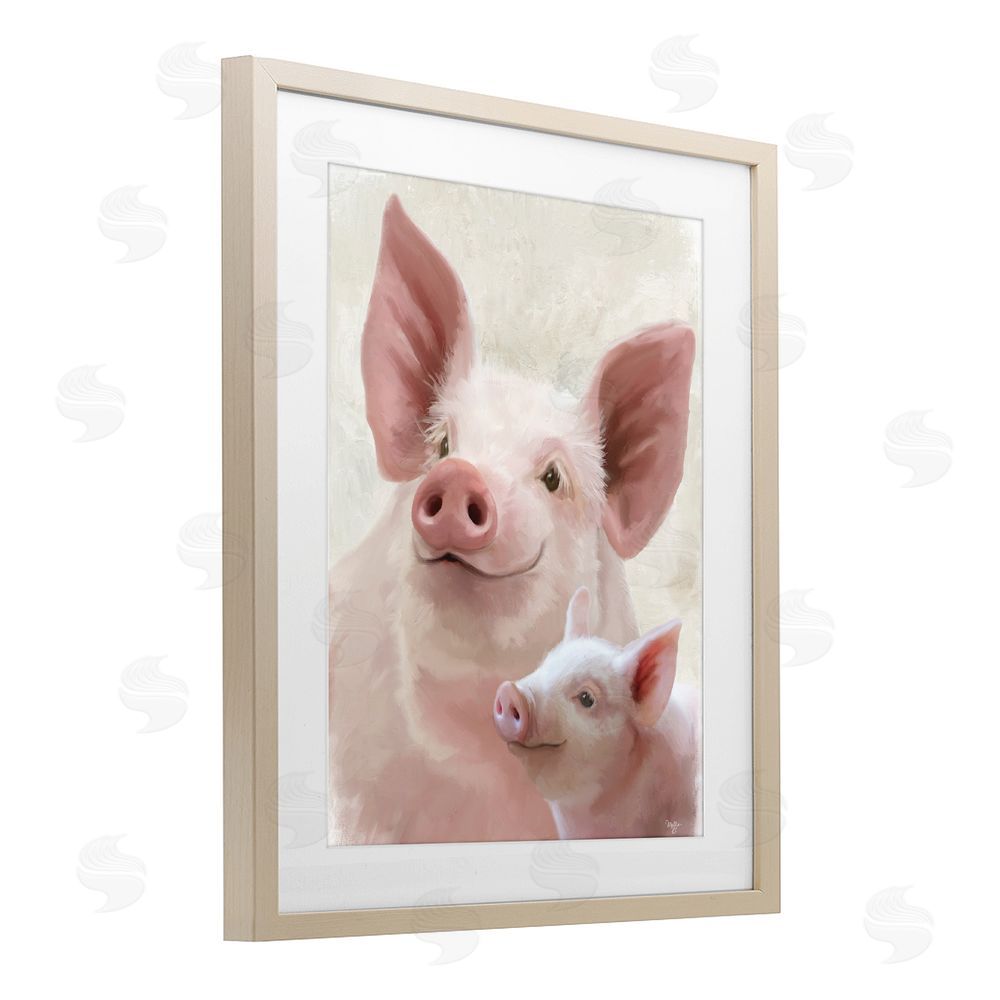 Mollie B. Piglet & Mom Portrait Birch Framed Print Under Glass Wall Art