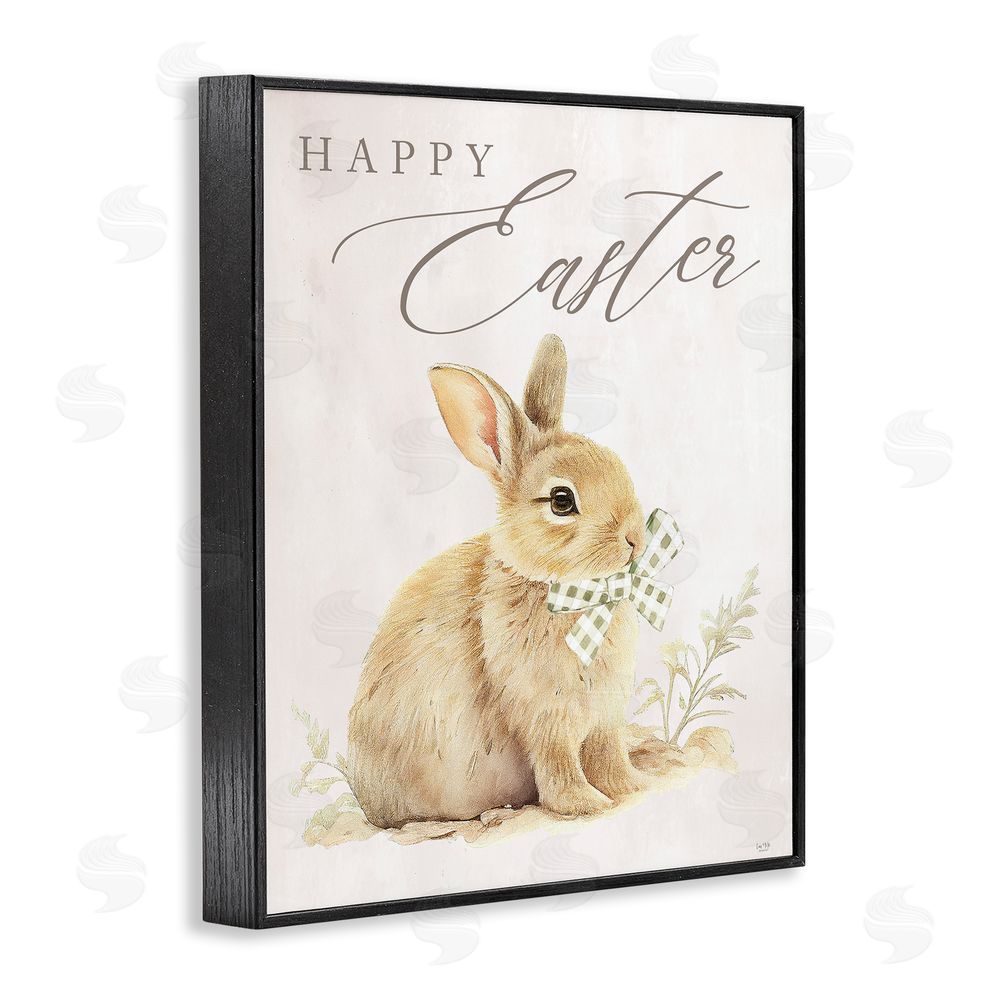 Lux + Me Designs Vintage Happy Easter Bunny Black Framed Giclee Wall Art Print