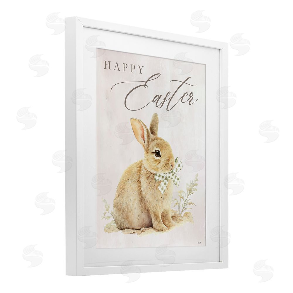 Lux + Me Designs Vintage Happy Easter Bunny White Framed Print Under Glass with Mat Wall Art