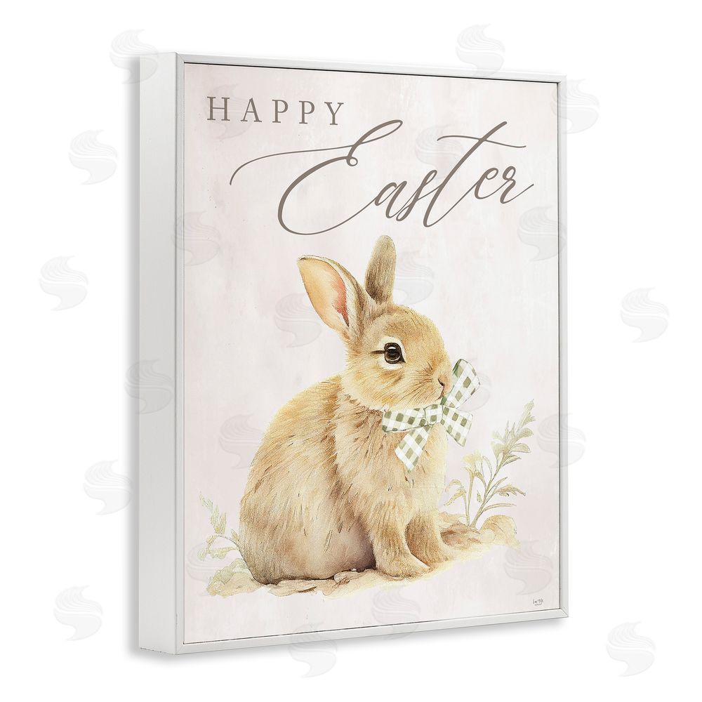 Lux + Me Designs Vintage Happy Easter Bunny White Framed Giclee Wall Art Print