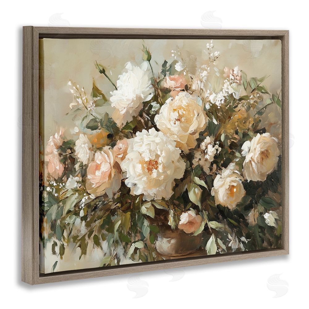 Heidi Kuntz Secret Garden Arrangement Brown Floating Frame Canvas Wall Art Print
