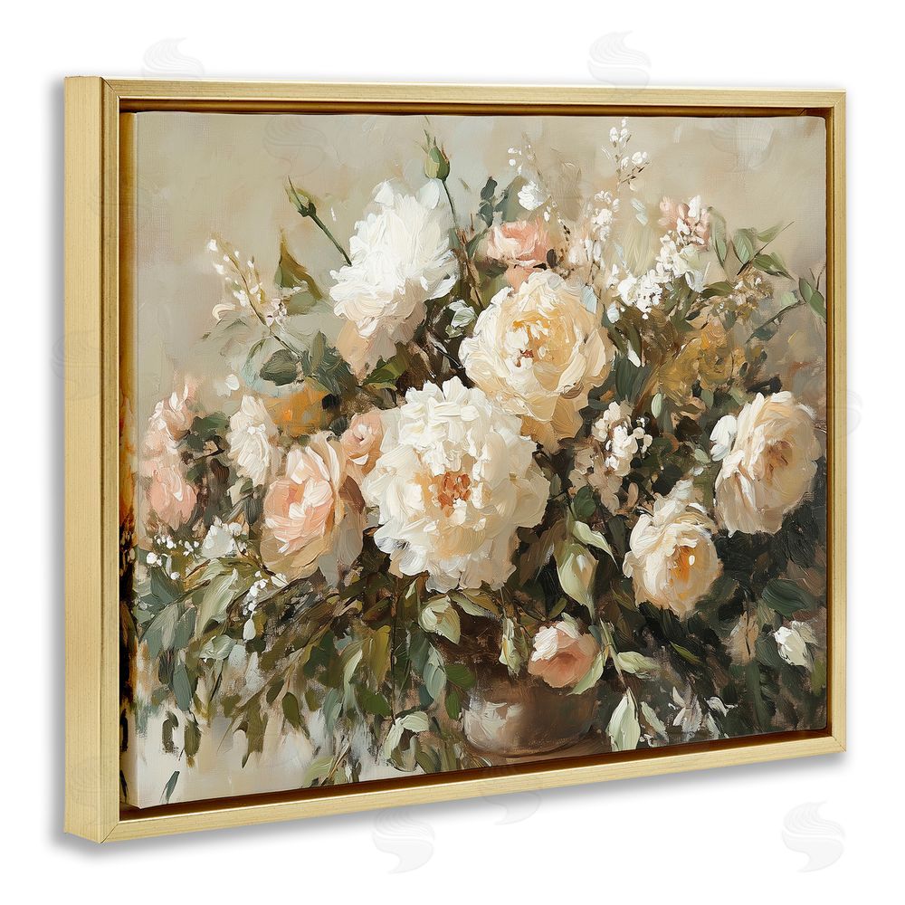 Heidi Kuntz Secret Garden Arrangement Gold Floating Frame Canvas Wall Art Print