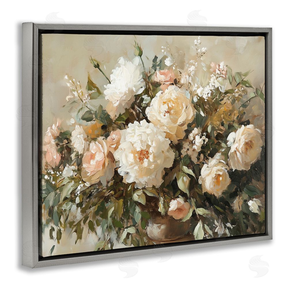Heidi Kuntz Secret Garden Arrangement Gray Floating Frame Canvas Wall Art Print