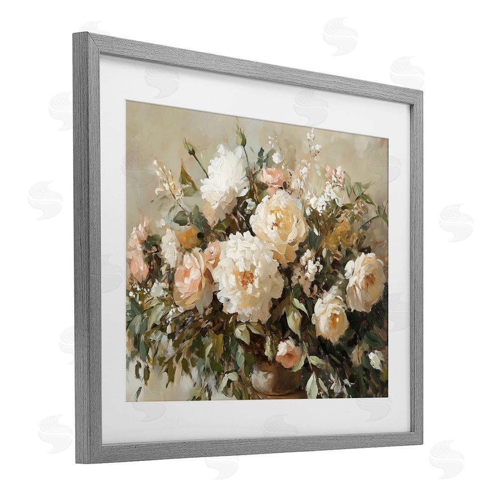 Heidi Kuntz Secret Garden Arrangement Gray Framed Print Under Glass Wall Art