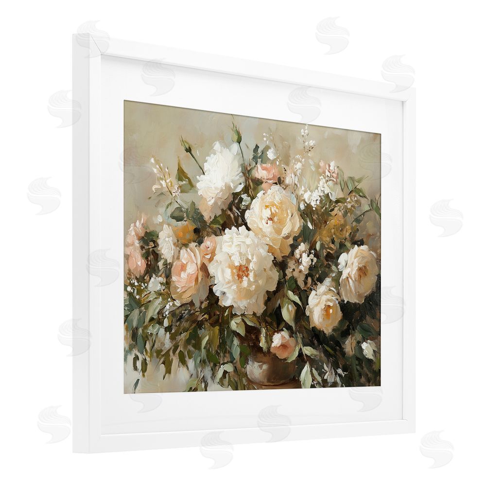 Heidi Kuntz Secret Garden Arrangement White Framed Print Under Glass Wall Art