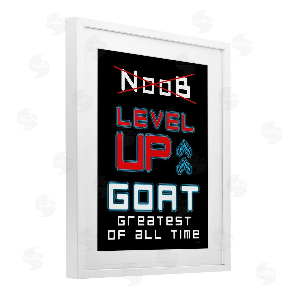 Yass Naffas Designs Greatest Of All Time Gamer White Framed Print Under Glass Wall Art