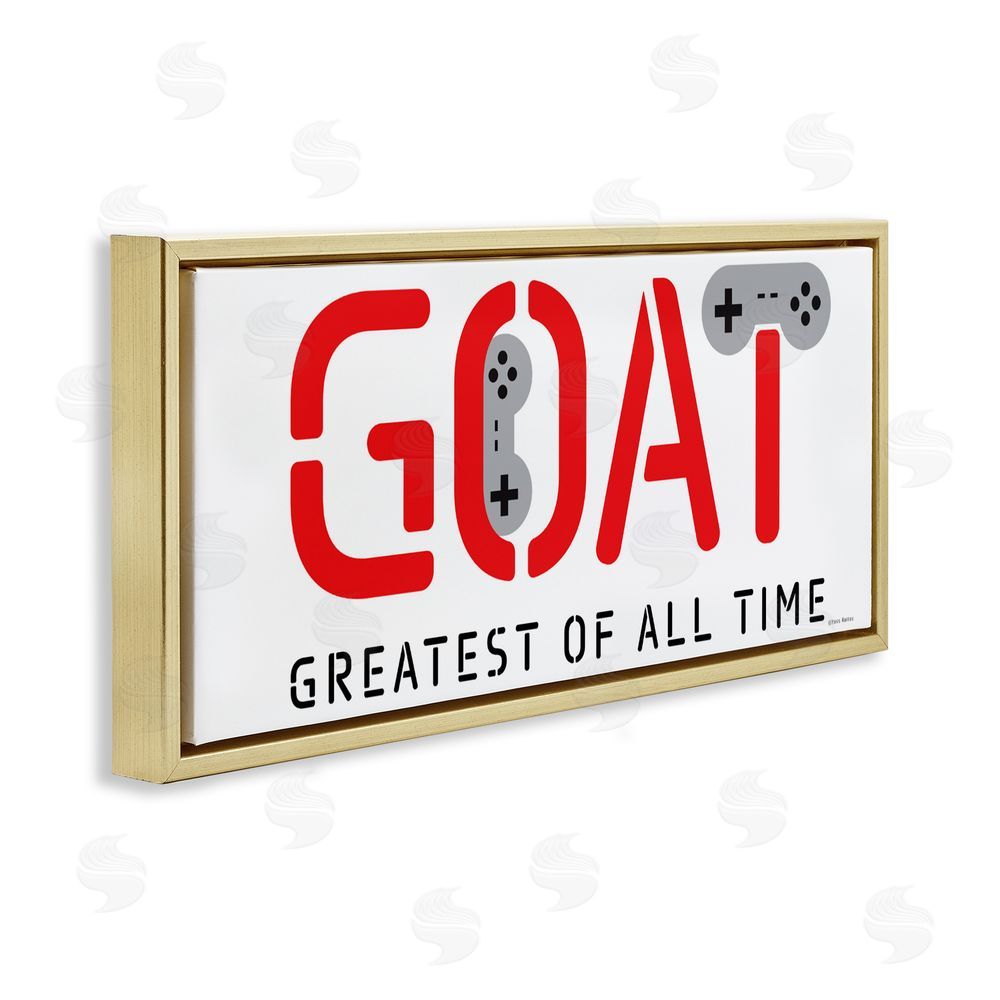 Yass Naffas Designs The GOAT Gamer Gold Floating Frame Canvas Wall Art Print
