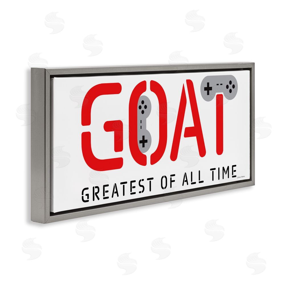 Yass Naffas Designs The GOAT Gamer Gray Floating Frame Canvas Wall Art Print