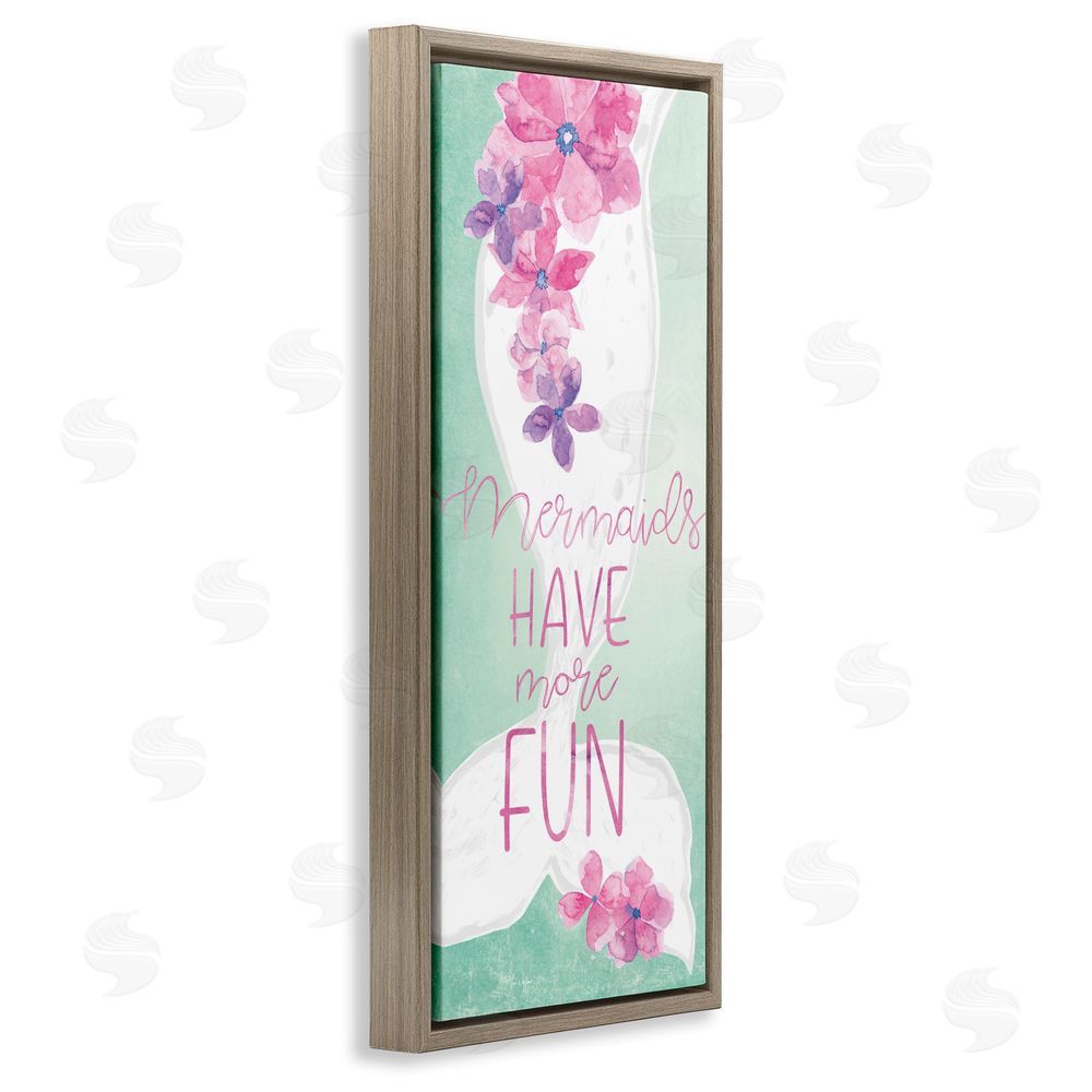 Yass Naffas Designs Mermaids Have More Fun Brown Floating Frame Canvas Wall Art Print