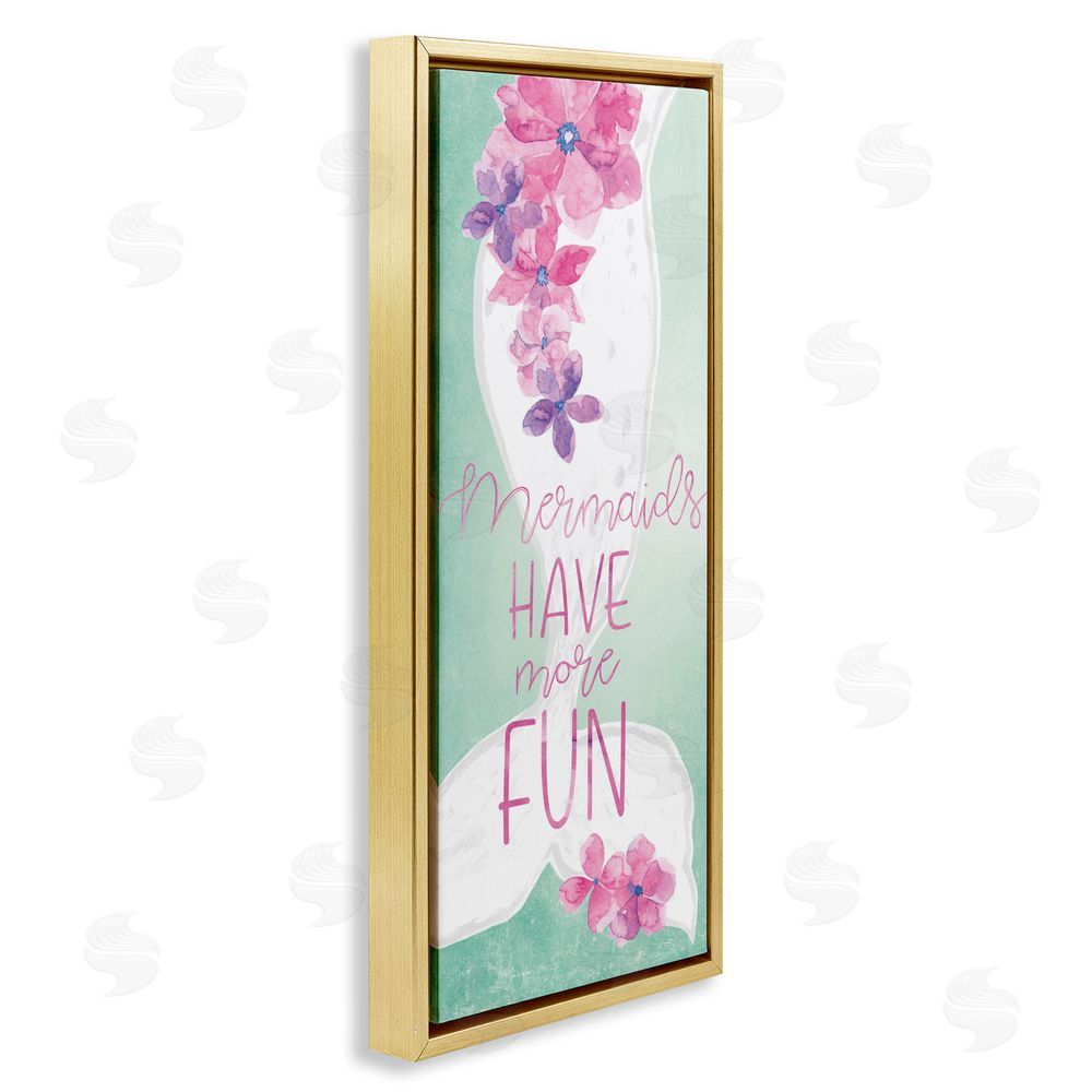 Yass Naffas Designs Mermaids Have More Fun Gold Floating Frame Canvas Wall Art Print