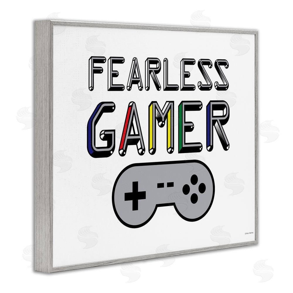 Yass Naffas Designs Fearless Gamer Retro Gray Framed Giclee Wall Art Print