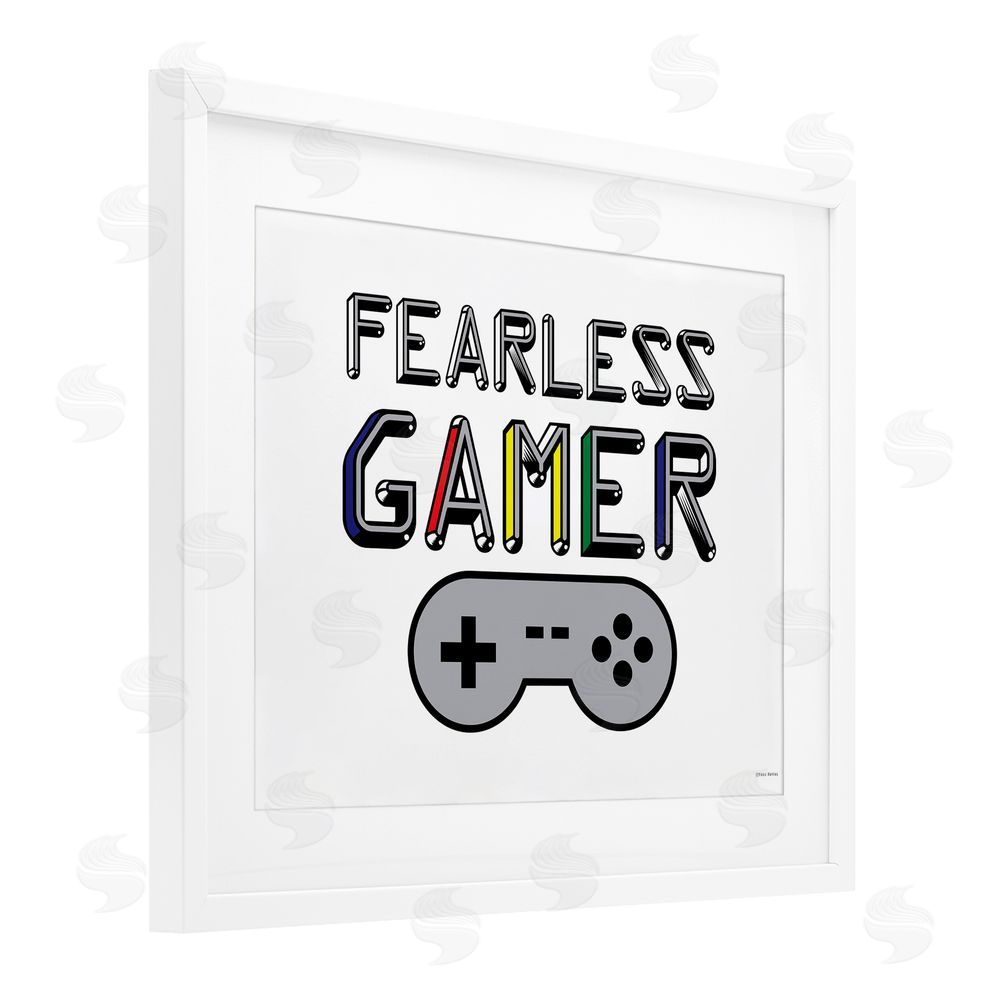 Yass Naffas Designs Fearless Gamer Retro White Framed Print Under Glass Wall Art