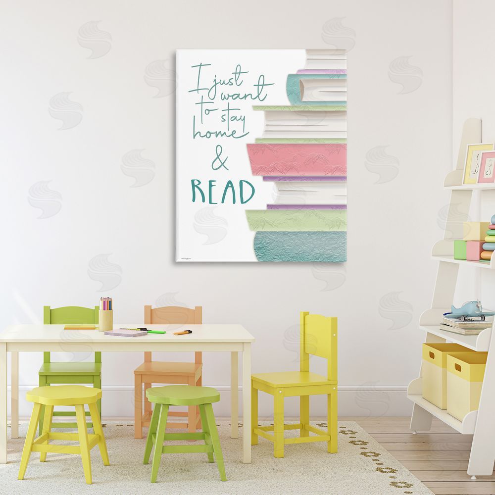 Seven Trees Design Stay Home & Read Stretched Canvas Wall Art in Room