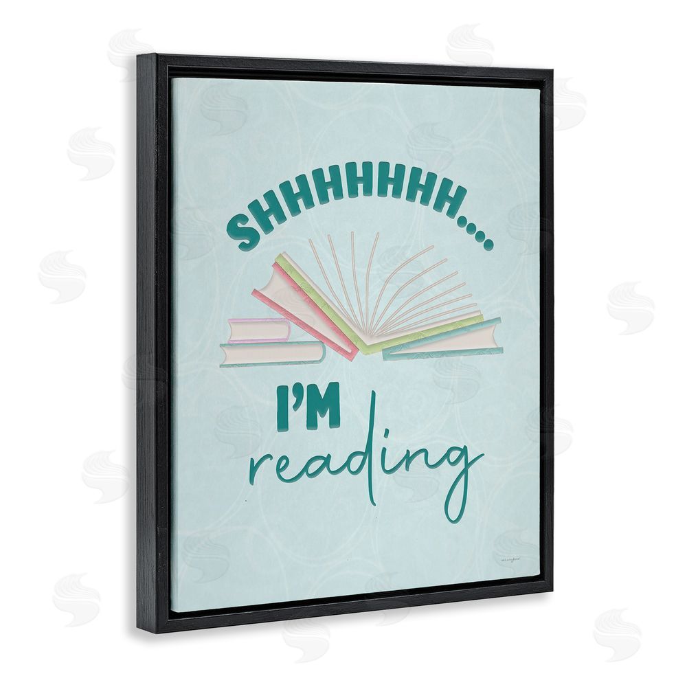 Seven Trees Design Shhh I'm Reading Black Floating Frame Canvas Wall Art Print