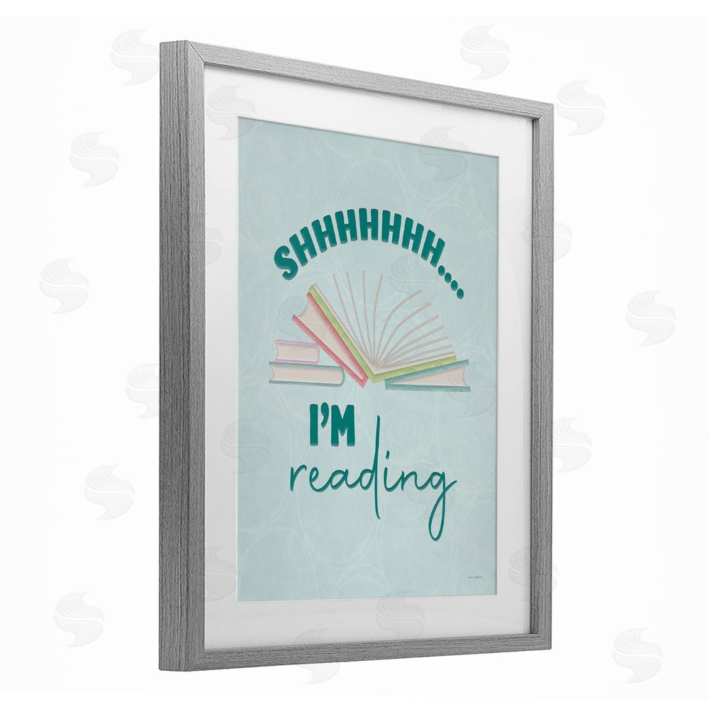 Seven Trees Design Shhh I'm Reading Gray Framed Print Under Glass Wall Art