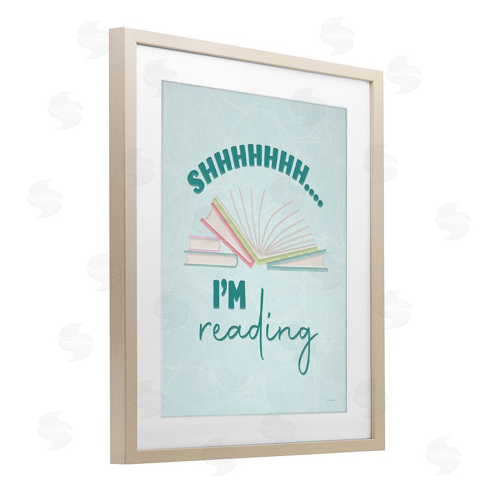 Seven Trees Design Shhh I'm Reading Birch Framed Print Under Glass Wall Art