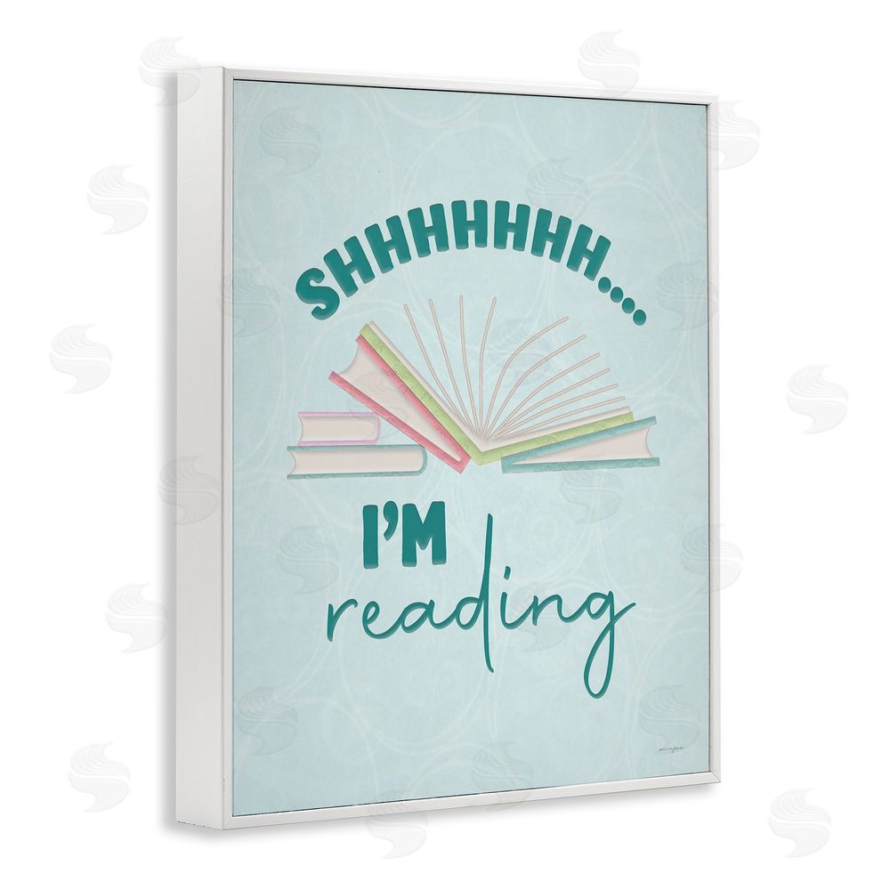 Seven Trees Design Shhh I'm Reading White Framed Giclee Wall Art Print