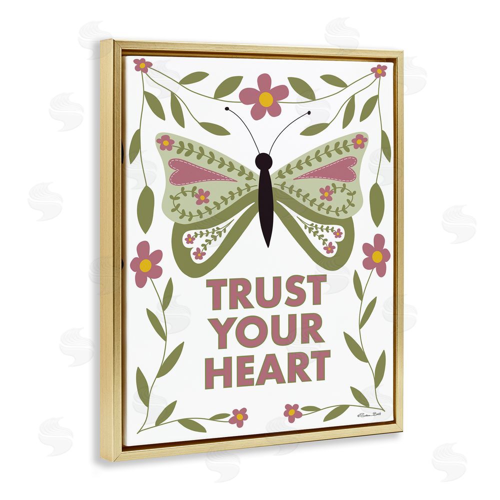 Susan Ball Trust Your Heart Symmetrical Gold Floating Frame Canvas Wall Art Print