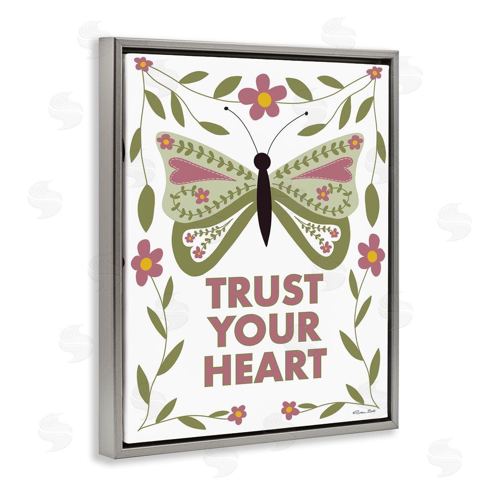 Susan Ball Trust Your Heart Symmetrical Gray Floating Frame Canvas Wall Art Print