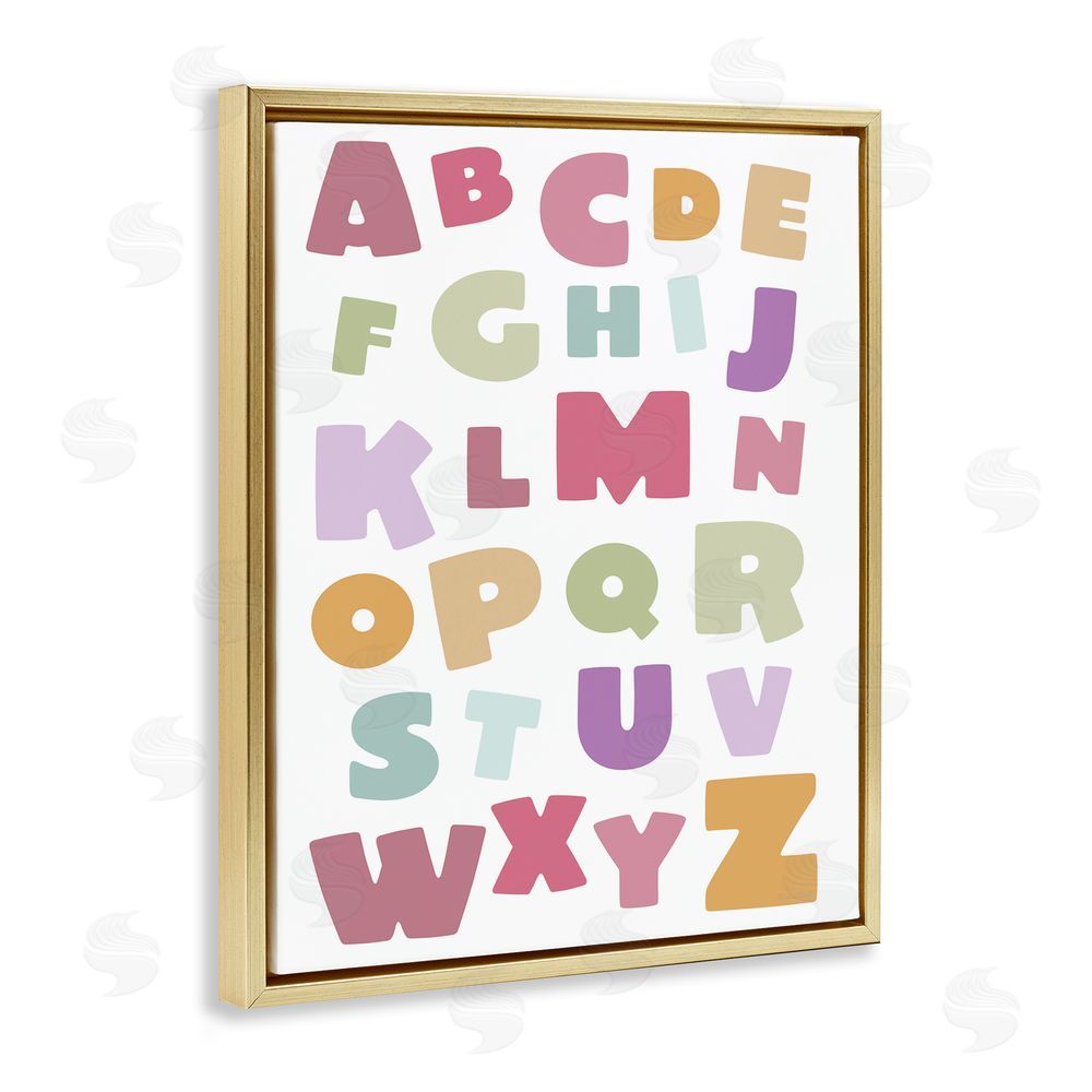 Susan Ball Muted Alphabet Letters Gold Floating Frame Canvas Wall Art Print